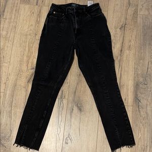 Black High Rose Mom Jeans